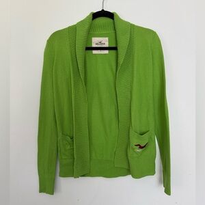 Hollister Vintage Cardigan Womens S Green Y2K Logo Preppy Sweater 2000s A&F